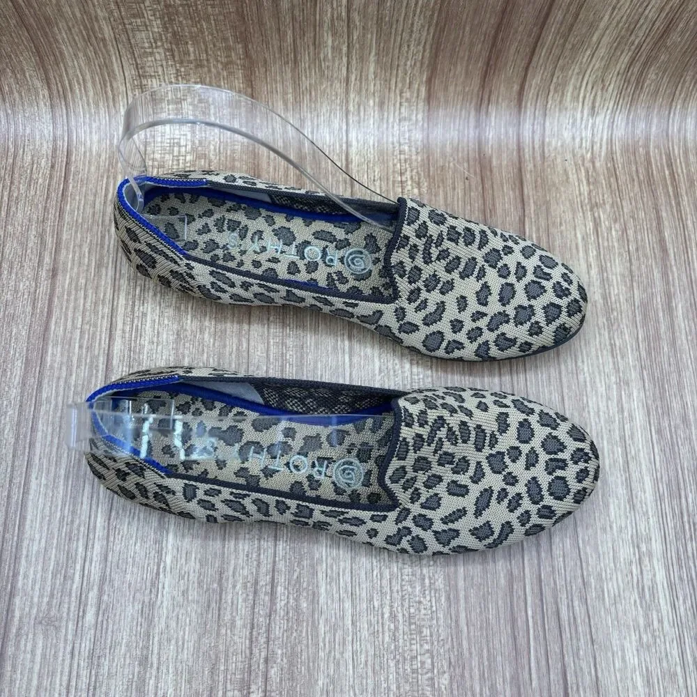 Rothy's THE LOAFER Spotted Leopard Print Flats Retired Blue Halo Women's Size 7